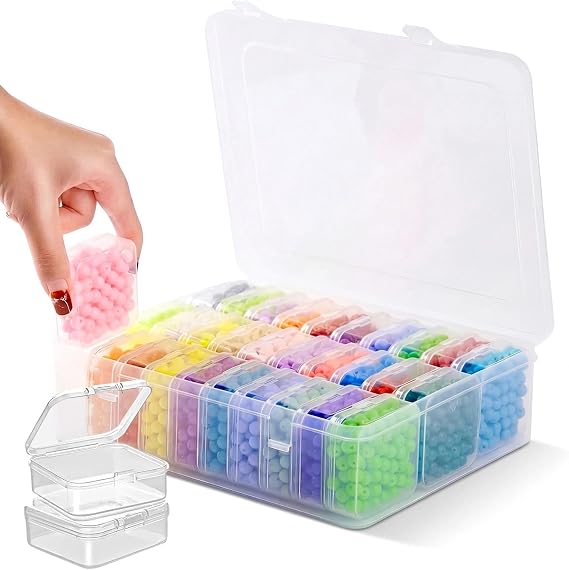 30-Piece Small Storage Box with Lid 5.5 x 5.5 x 2 cm Mini Plastic Box Made of Clear Plastic Sorting Box with Hinged Lid Plastic Box for Beads, Jewellery, Crafts and Small Parts