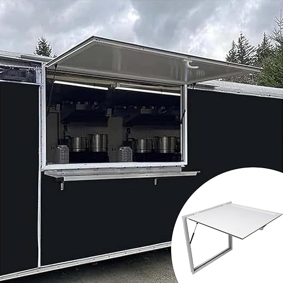 Glass Not Included Food Truck Window,Concession Window,Aluminum Alloy Frame,Maximum Opening 85°,With Integrated Handle Lock,Suitable for Mobile Catering Units,36 * 24in