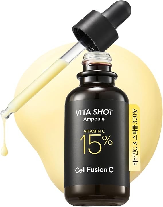 Cell Fusion C Toning C Vita Shot Ampoule, 15% Vitamin C Serum for Face with Spicules, Dark Spots & Glow for Sensitive Skin, 20g / 0.7 oz.