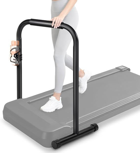 Handle Bar for Walking Pad Only, Suitable for Walking Pad up to 50cm Wide, Adjustable Treadmill Handlebar Height from 86cm to 106cm, Tall People Friendly, Extended Base, with Cup Holder, Black