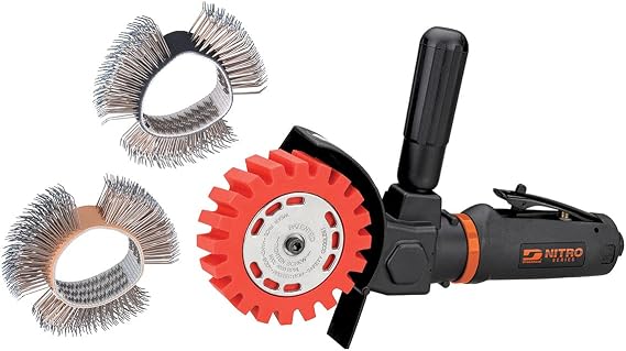 Dynabrade (NZ1K) NitroZip Surface Conditioning/Decal Pinstripe Removal Tool Kit | Right Angle, 0.5 hp 3500 RPM Pneumatic Motor | For Use with Eraser and Wire Wheels