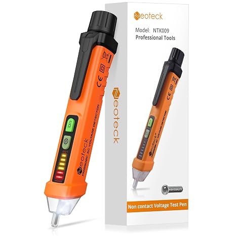Neoteck Non-Contact Voltage Detector 12-1000V Voltage Detector with Buzzer Alarm Non-Contact Voltage Tester with LED Flashlight Live/Null Wire Distinction for DIY Fans