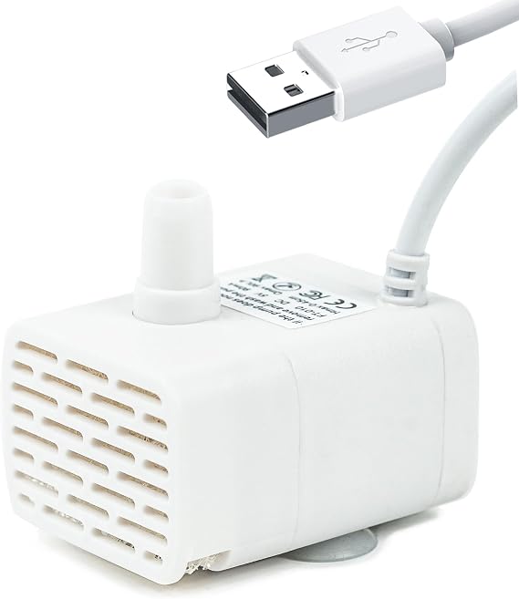 HAPUP Cat Water Fountain Pump - Silent DC5V (90L/H) with 2M USB Power Cord