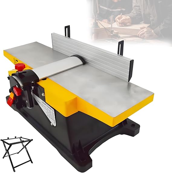Benchtop Planer Thicknesser,Benchtop Planer,Jointer Planer Heavy Duty Benchtop Planer 1800W 12000 RPM Adjustable Cutting Depth for Precision Woodworking Planer(FoldingStand)