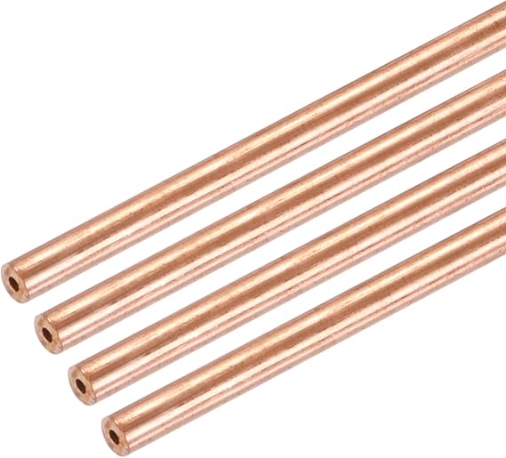 sourcing map Copper Round Tube 2mm OD x 0.5mm Wall Thickness x 100mm 4Pcs