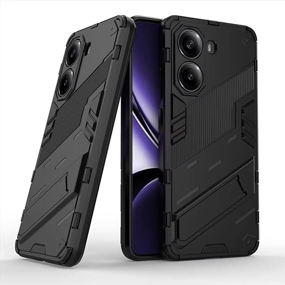 Microcase Xiaomi Redmi Poco X7 Pro/Xiaomi Redmi Turbo 4 5G Matrix Series Perfect Protection Case with Armor Stand - Black Al3416