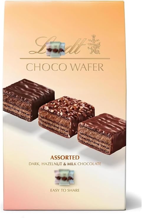 Choco Wafer Assorted Dark, Hazelnut & Milk Chocolate 138G