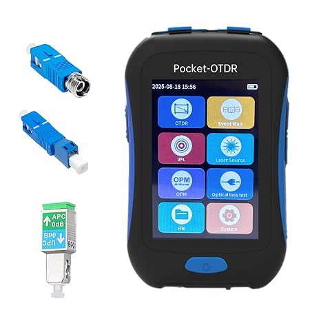 Optical Time Domain Reflectometer 3.5-inch Touch Screen Mini-Pro Fiber Optic Tester 1310/1550 with Event Map, OPM, VFL, LS, Internal Storage