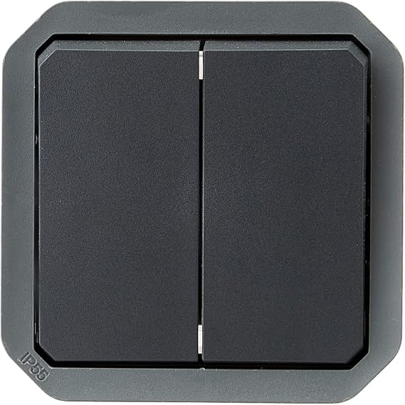 Legrand - Control for Double or Two-Way Switch Function 10A or 10A Pusher Waterproof Plexo Anthracite Finish