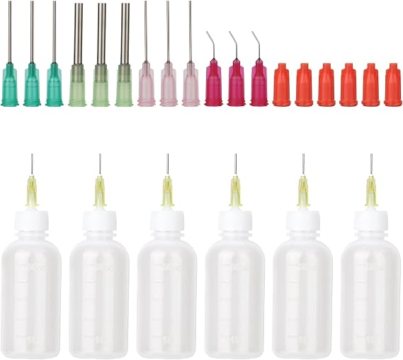 6 Pcs Needle Bottle Applicator 50ml Squeeze Bottle for Liquid Dropping