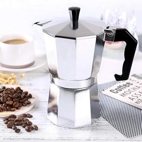 Stovetop Espresso Coffee Maker, Italian Moka Pot, | 3 (150ml), 6 (300ml), 9 (450ml), 12 (600ml) Cup |, Stainless Steel Aluminium Coffee Brewer (600ml (12 cups))
