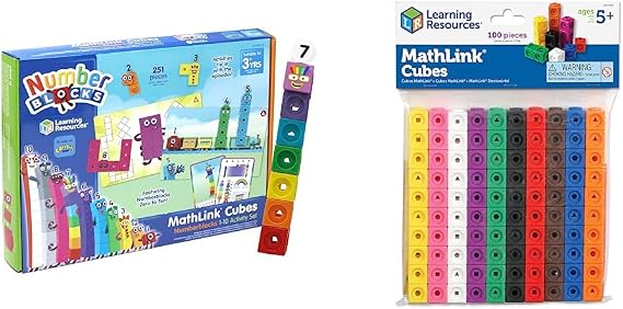 Learning Resources LSP0949-UK MathLink Cubes Numberblocks 1-10 Activity Set, Early Years Maths Learning, Build, Learn & Play in The Classroom & at Home. & Mathlink Cubes (Set of 100)