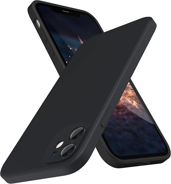 SURPHY Flat Silicone Case Compatible with iPhone 11 Case, Liquid Silicone Slim Fit Case (Individual Protection for Each Len) for iPhone 11 6.1", Black
