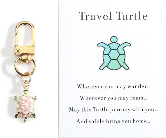 Turtle Keychain, Tortoise Travel Charm, Travel Turtle Keyring, Car Keyring Women, Accessories Gifts for Women, Cute Car Essentials, Goodbye and Congratulations Gifts
