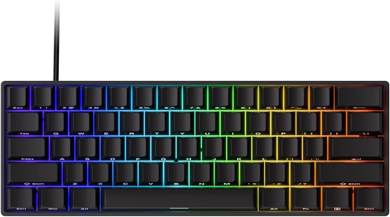 MONSGEEK FUN60 Pro Rapid Trigger Gaming Keyboard 16k Scan Rate SP Magnetic Switch HE Keyboard Wired 60% Black Shine-Through Glare Magnetic Switch