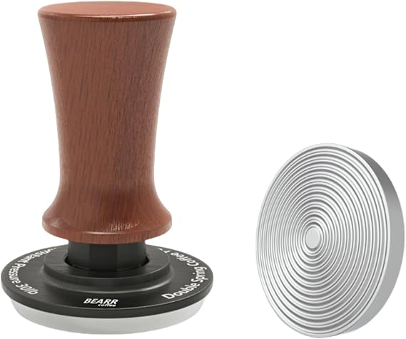 Espresso Coffee Tamper 53mm,Ebony Double Spring Coffee Tamper Spring Loaded,100% Stainless Steel Ripple Base,Constant 30lb,Compatible Coffee Machine Accessories (53mm)