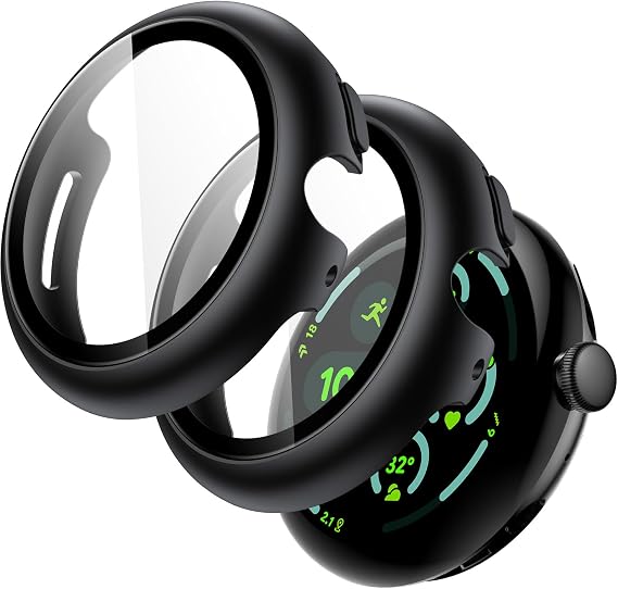 JETech Case with Screen Protector for Google Pixel Watch 3 45mm, Black