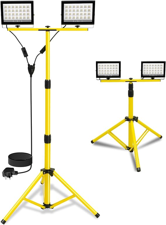 T-SUN 11000Lumen LED Work Light with Stand, 2 Adjustable LED Heads [Energy Class A]