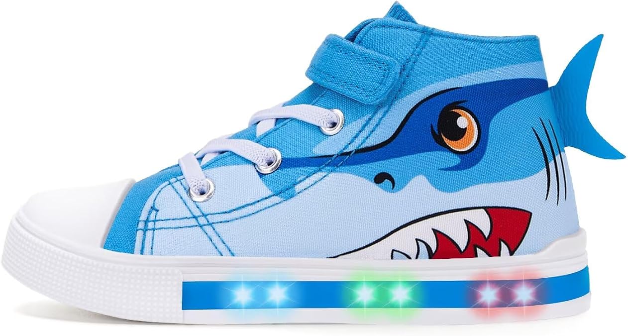 Kids Light-Up Trainers, Boys Girls High Top Canvas Shoes
