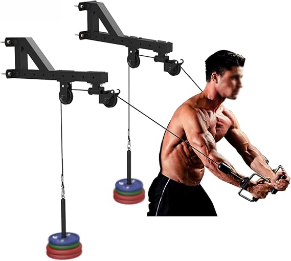 Pulley Cable Machine Attachment System, Wall-Mounted Cable Lift Pulley System, Forearm Wrist Trainer for Pull Downs, Tricep Workout Machine,Tricep Pull Downs, Forearm Home Gym Equipment(2 pcs)