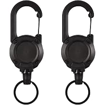 2 PCS Outdoor Convenient Spring Buckle - Heavy Duty Lanyard Badge Reel with Steel Cord,Lanyard Retractable,Retractable Keyring,Extendable Key Chain,ID Badge Holder & Belt Clip for Outdoor,Work(Black)