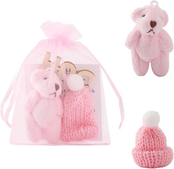 Worry Bear - Pocket Bear, Emotional Support Plush Bears, Pocket Hug Present Mini Worry Bears, with Inspirational Card, Positive Gift for Birthday,Good Luck,Thinking Of You Gifts - Pink