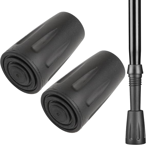 2 Pcs Walking Stick Rubber Tips, Replacement Rubber Pole Ends Trekking Poles Caps，Trekking Pole Tip Protector 11mm Replacement Feet Rubber Ends Caps for Walking Sticks Hiking Sticks