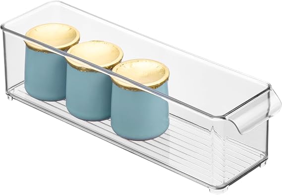 InterDesign iDesign Stackable Fridge Storage Bin with Handle, Clear