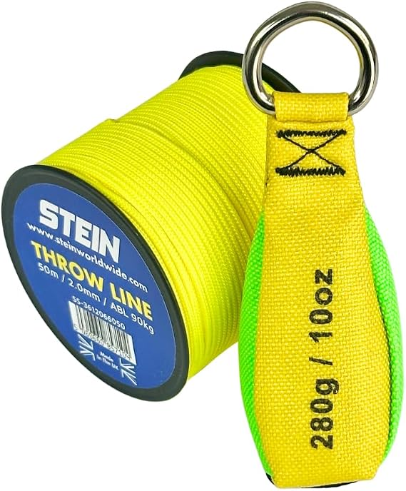 Throw Line Kit - 50m 2.0mm Neon Yellow Throwline & 280g/10oz Throw Weight Arborist Rope Placement Kit - STEIN