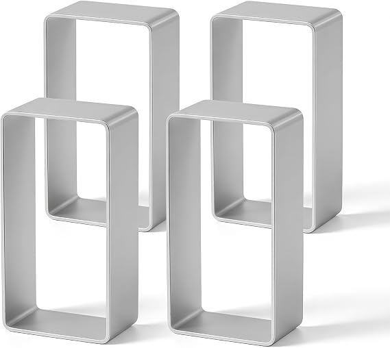 4 Pcs Rectangle Cookie Molds, Heavy Duty Steel Rectangle Biscuit Cutter Non-Stick Square Cookies Metal Moulds for Family Gatherings Baking