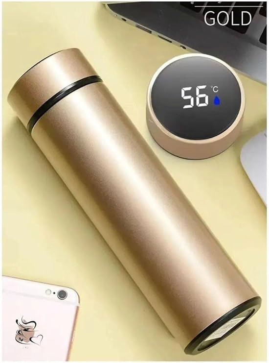 Bilger LED Sıcaklık Göstergeli Akıllı Vakumlu Yalıtımlı Termos 500ml, Sarı