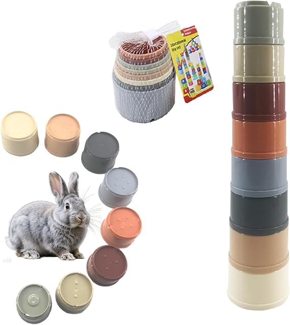8 Pack Stacking Cups,Colorful Nesting for Small Animals