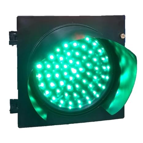 信号機 本物、LED シングルランプヘッド交通信号灯、交通表示灯、道路表示灯、屋外防水、ブラック PC ハウジング、220V、屋外、ガレージ、埠頭用Green,200mm/8in