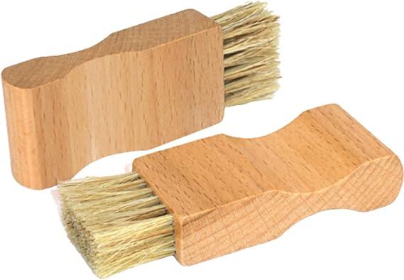 2 Pcs Shoe Polish Applicator Brushes Small Shoe Cleaning Brushes Wooden Handle Shine Shoes Brushes for Leather Boots Shoes Bags