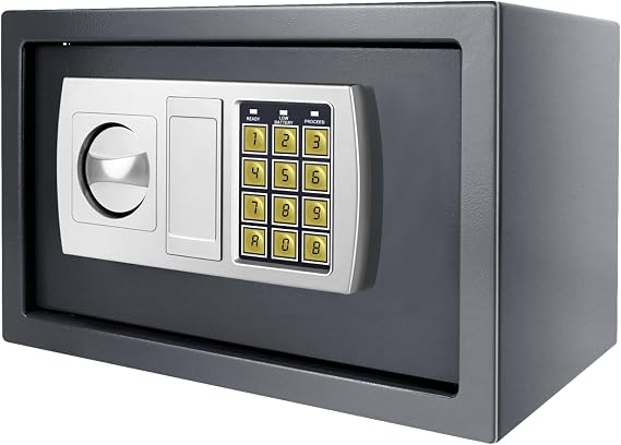 Safe, Lock & Safe Digital Depository,8.5L Home Digital Safe Electronic Cabinet Safes Cash Box Wall Safe with 2 Manual Override Keys,Money Box Wall Mounted for Office Hotel (Grey)