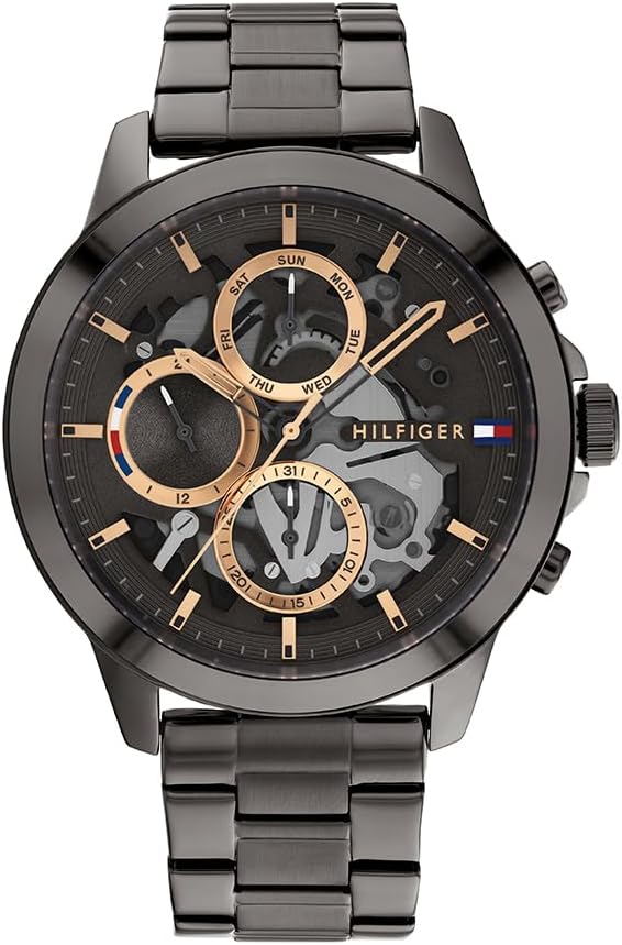 Tommy Hilfiger Analogue Multifunction Quartz Watch for Men with Stainless Steel or Leather Bracelet