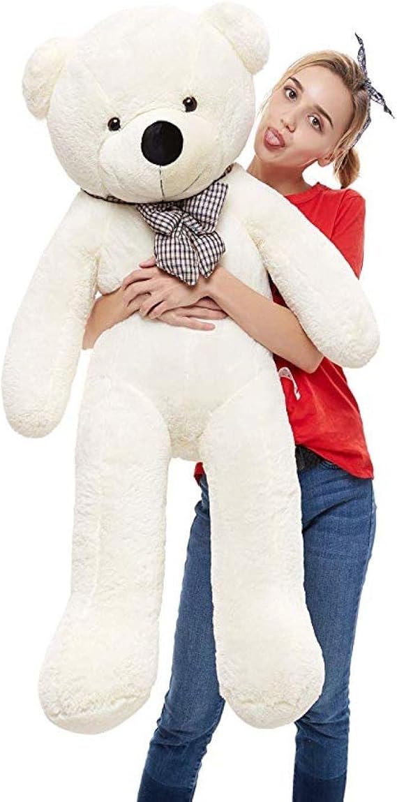 80 cm Papyonlu Sevimli Peluş Şaşkın Ayı - Sevgiliye Özel HEDİYE Beyaz