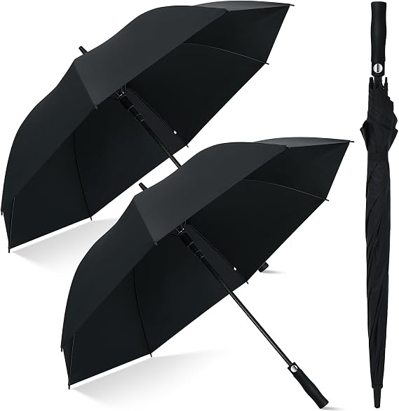 Weewooday 2 Pcs 54 Inch Golf Umbrella Windproof Extra Large, Automatic Open, Golf Sports UV Protection Waterproof Windproof for Rain Sun Wedding