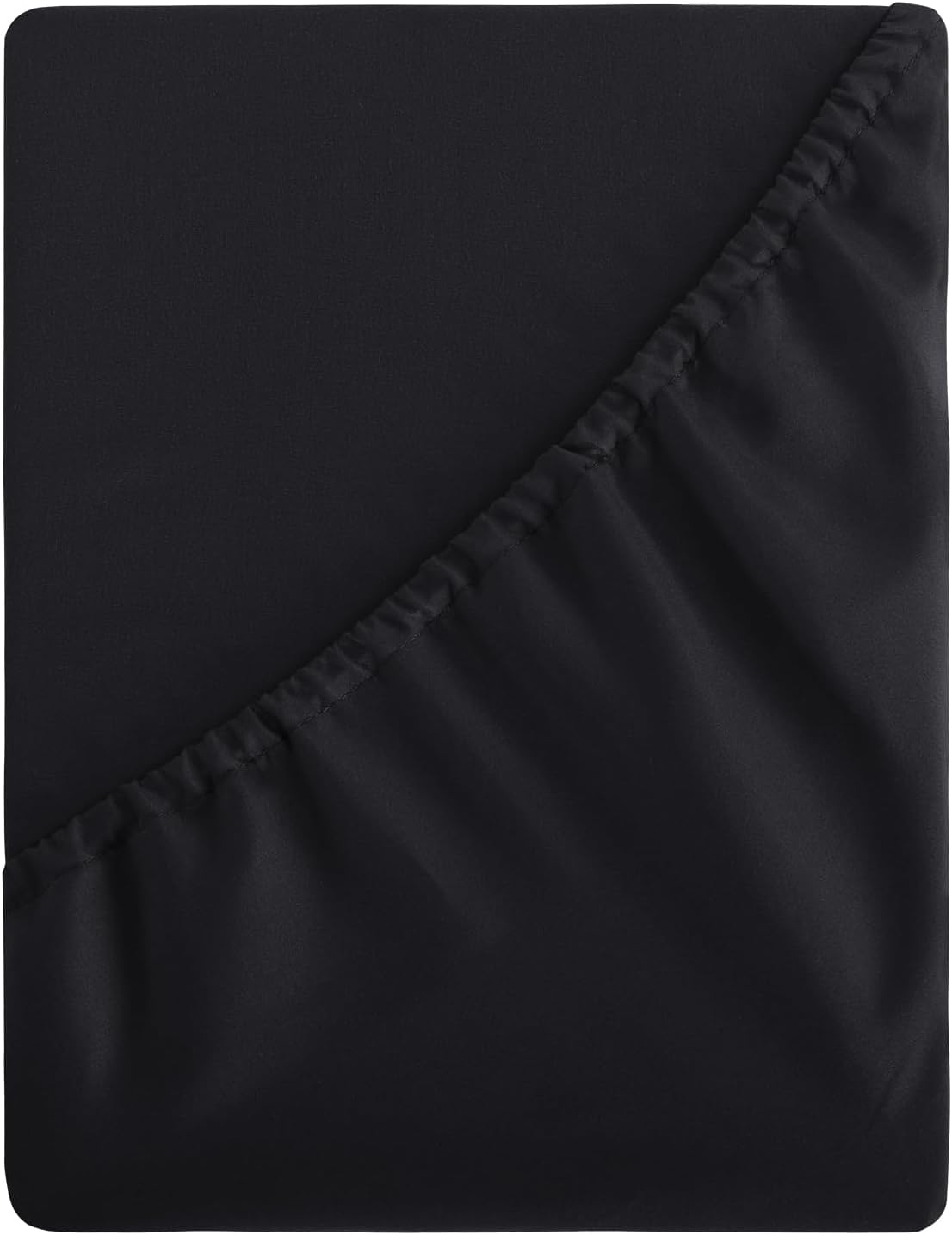 Aisbo Double Fitted Sheet Black - Extra Deep Pocket Bed Sheet 16 inch 40 cm - Microfiber Bottom Sheet, 135x190cm