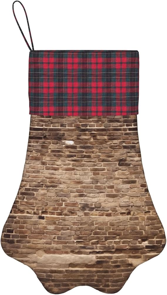 brick wall Printed Christmas Party Favors Paw Stocking Cute Xmas Stockings for Family Holiday Christmas Party Decorations