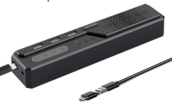 3 in 1 USBコンピュータスピーカー マイク付き PC ノートパソコン デスクトップ会議スピーカー マイク付き スマートホームオフィスおよびオンライン学習用 360度強化音声ピックアップ、ノイズリダクションモダン
