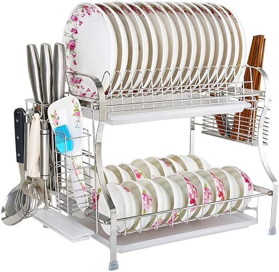 Dish Rack-Dish Drying Rack,Utensil Holder,Cutting Board Holder and Dish Drainer for Kitchen Counter