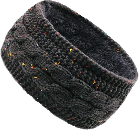 Winter Cable Knit Headbands, Women Ear Warmer Knitted Thermal Twist Headbands for Girls, Head Wrap Winter Shopping Skiing Running Outdoor Sports Party Good Gift (DARK GREY) A3MXFD