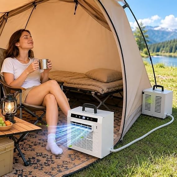 Portable Split System Air Conditioner,air Con Unit With Wifi & Remote Control, 12h Timer,130m³/h Airflow, Applicable Area 10㎡，1.5M Connecting Pipe [Energy Class A]