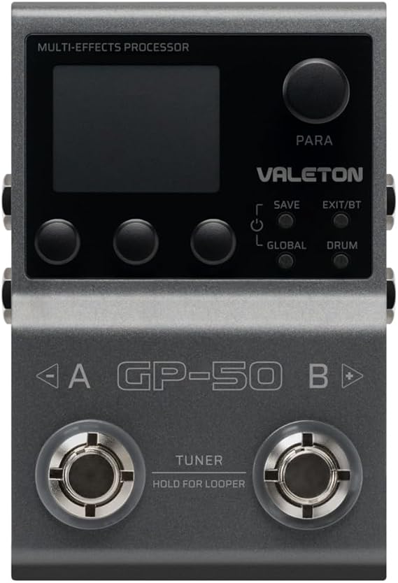Valeton GP-50 Multi-Effects Pedal (Multi-Effects Processor with 100+ HD Effects, NAM and IR Charger, 1.77" Color Screen, Bluetooth, Looper, Drum Machine, 9 Effects Modules), Black