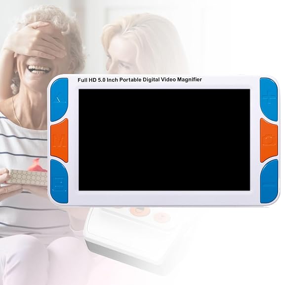 Portable Digital Video Magnifier Electronic Reading Aid 5.0 Inch with Foldable Handle for The Visually Impaired Macular Degeneration Low Vision, 3X-48X Times Zoom 26 Color Modes