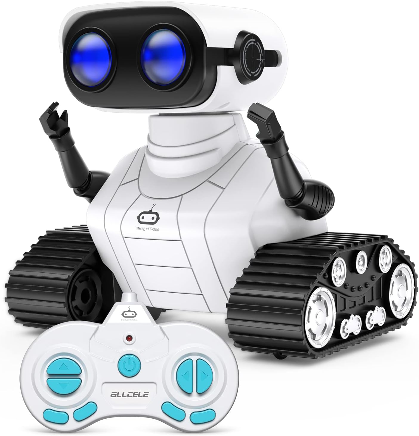 ALLCELE Robot Toys, Rechargeable Kids RC Robots for Girls & Boys, Remote Control Toy with LED Eyes & Music, for Children Age 3+ Years Old - Blue
