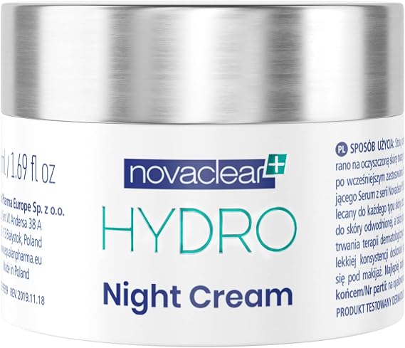 Novaclear Hydro Night Cream – Lightweight Gel Moisturizer with Hyaluronic Acid, Vitamin E & Antioxidants – Deep Hydration & Skin Renewal Cream 50 ML