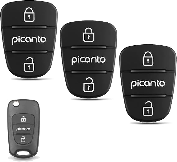 3 Pack 3 Button For Kia Picanto Key Fob Button Rubber Pad Replacement for Picanto Silicone Remote Car Key Case Buttons Cover