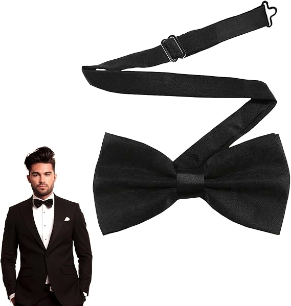 Classic Solid Color Pre-Tied Bow Tie for Men,Satin Tux Bowtie,Men's Bow Tie
